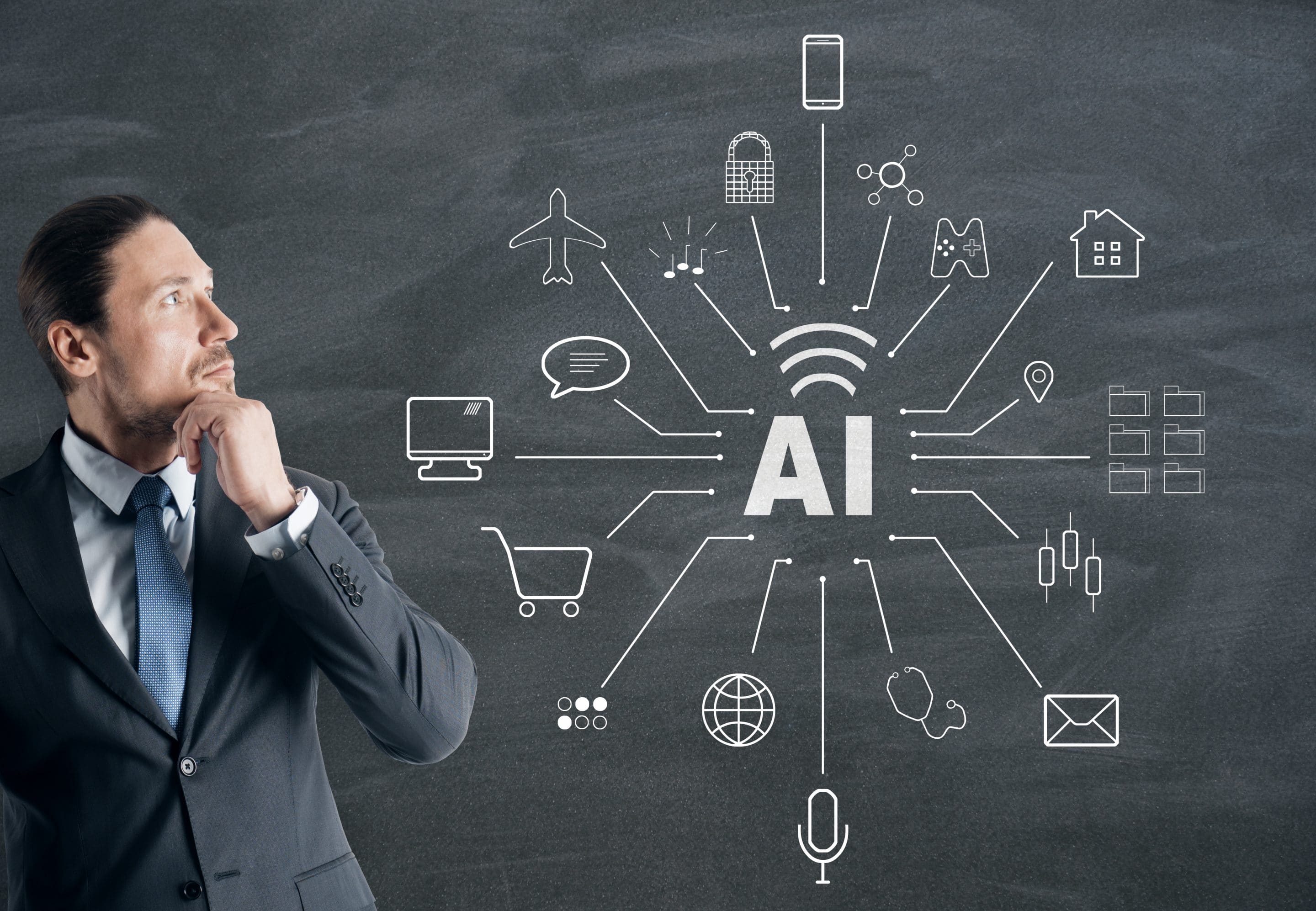 Artificial intelligence and data concept Imagen conceptual que muestra los diferentes usos de la inteligencia artificial